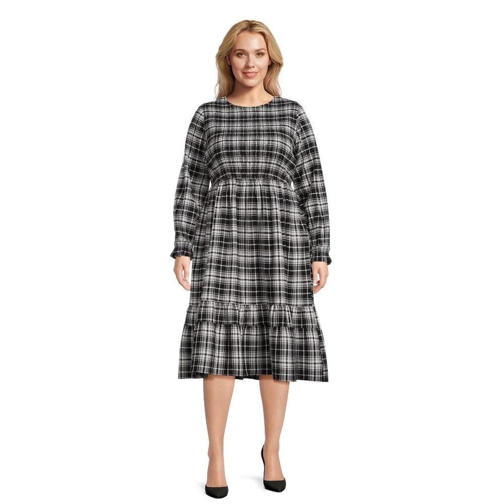 NEW NWT Terra & Sky Women's Plus Size Tiered Peasant Midi Dress Size 4X